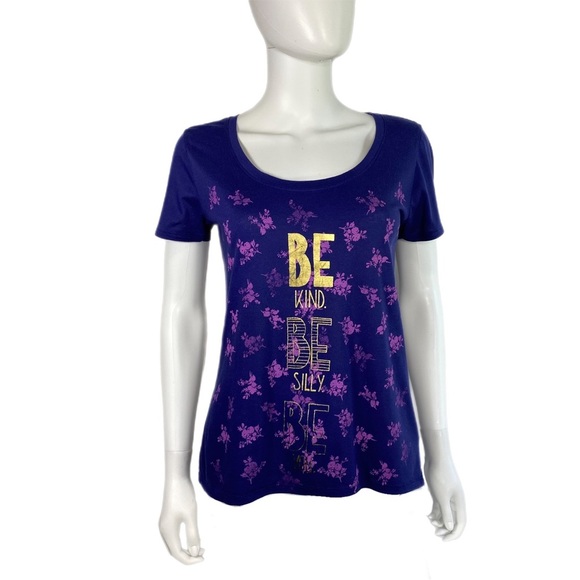 Arizona Jeans Co. Purple & Gold Be Kind Be Silly Be You Floral Tee - Picture 1 of 8